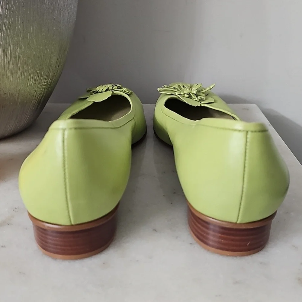 Etienne Aigner Lime Green Floral Ballet Flats - Picture 5 of 6